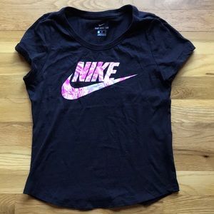 Nike Girls Black and Pink Tee